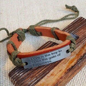 Leather Love is Key Affirmation Bracelet